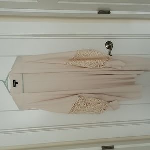 Express Cream Cardigan with Lace Sleeves